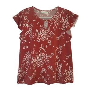 Jon & Anna Rust flutter sleeve blouse cottage core romantic softcore women Lg